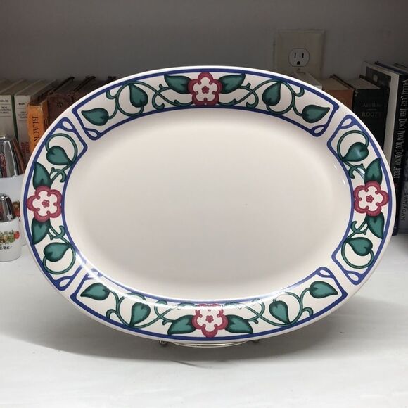 0458 Pfaltzgraff Arbor Vine 14" Oval Serving Platter - Picture 2 of 5